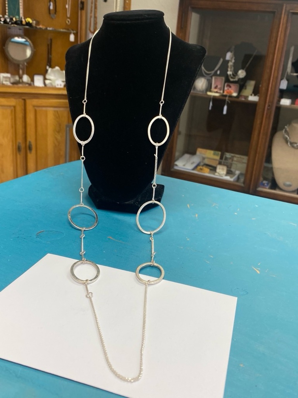 Long Silver Open Circle Long Necklace - Women Jewelry